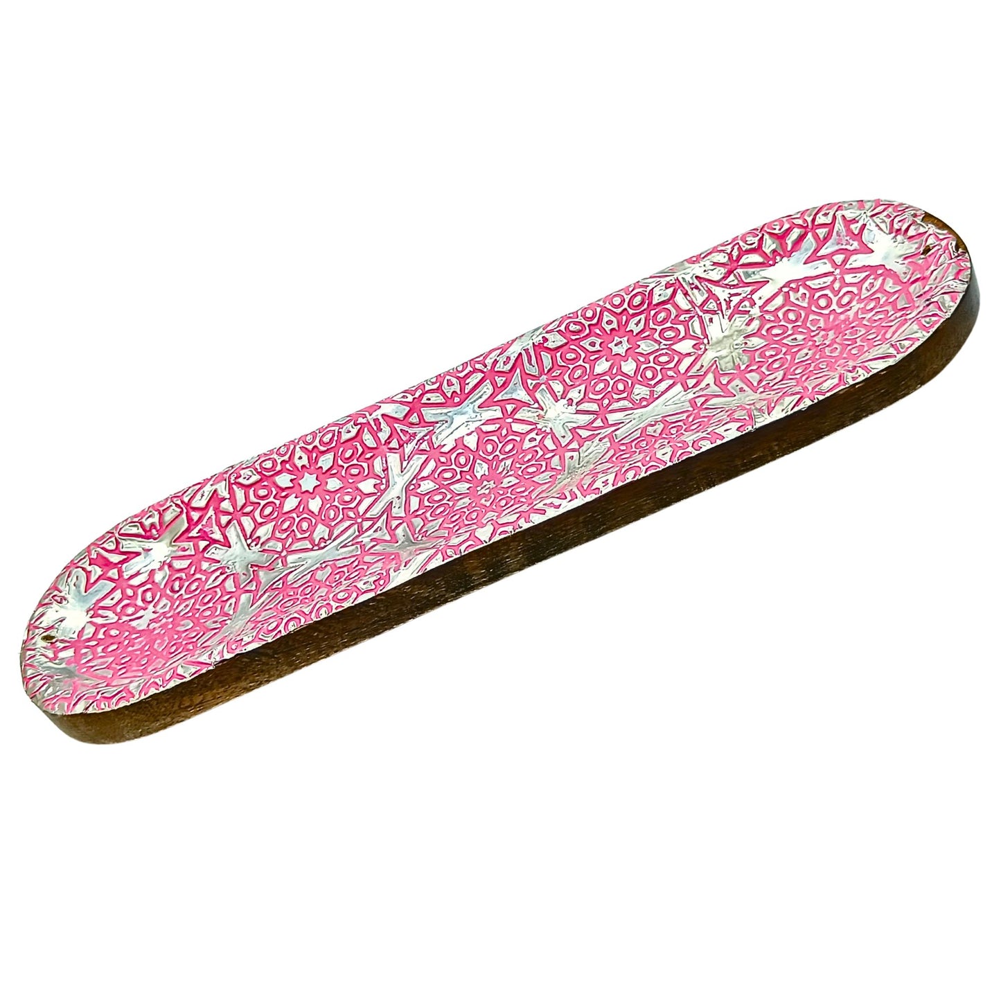 Wooden Double Incense Sticks & Cone Pink Burner
