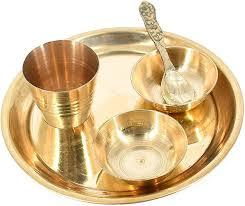 Pure Brass Gopal ji Bhog Thali Set