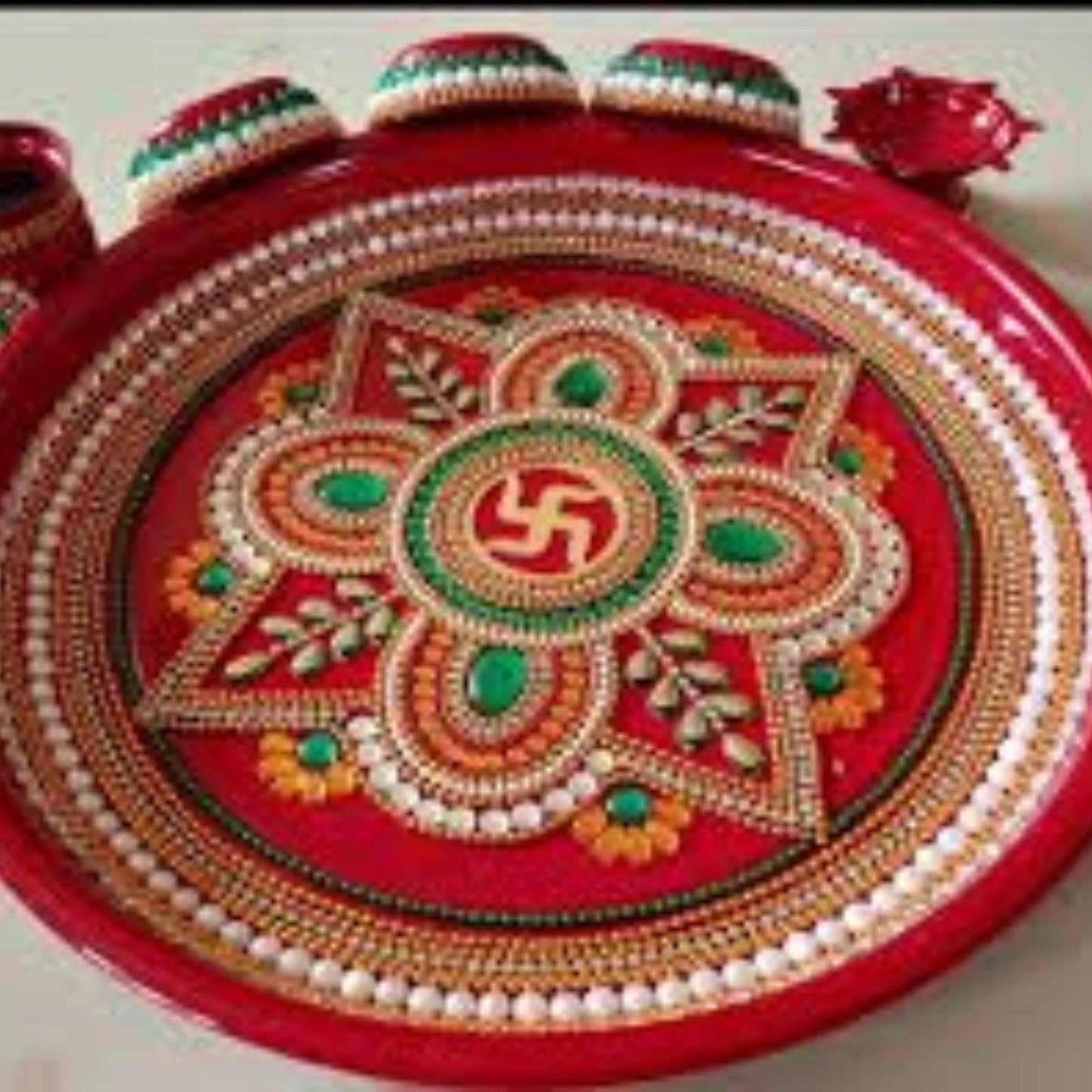 Red Thali with Unique-Design