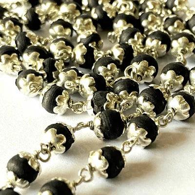 Discover the Spiritual Significance of Black Tulsi Mala with Silver Capping