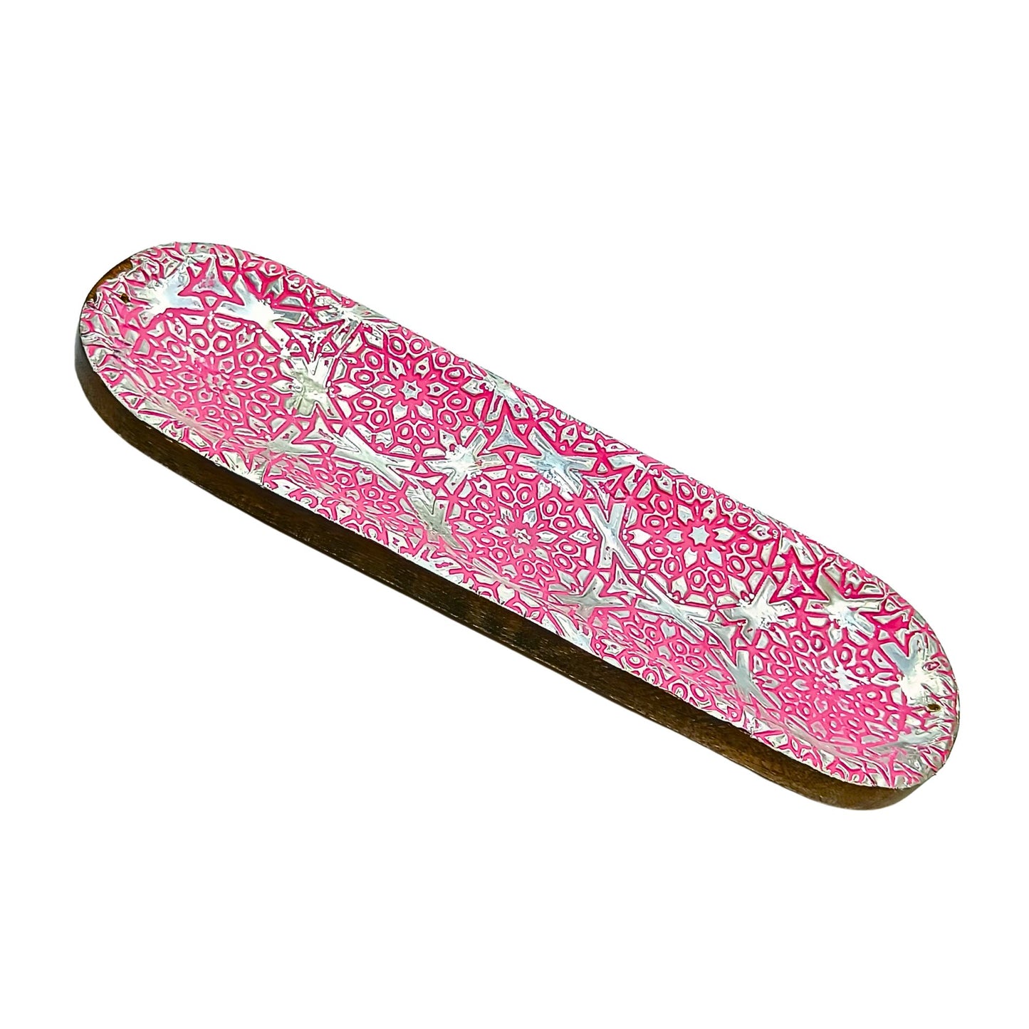 Wooden Double Incense Sticks & Cone Pink Burner