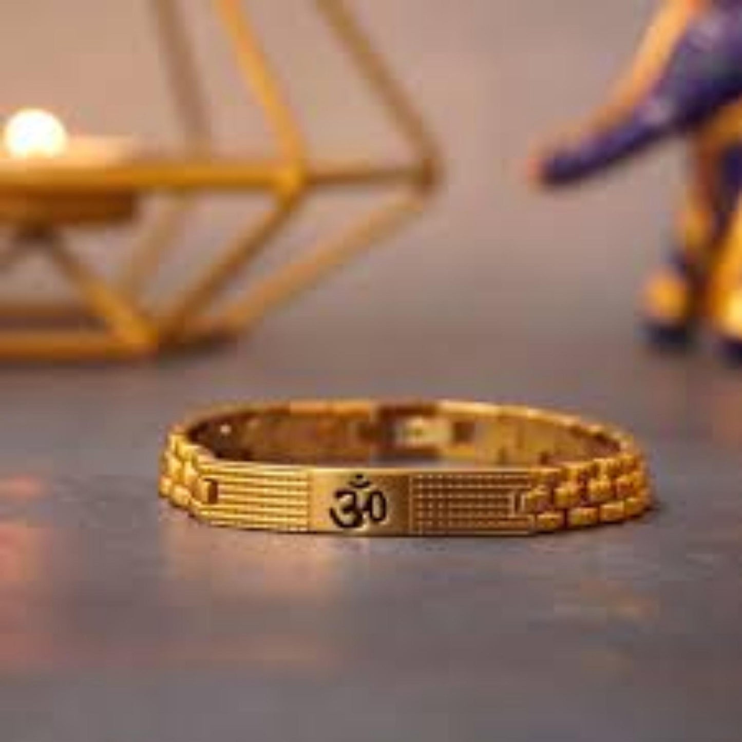 Gold Plated Sacred Grid Om Bracelet