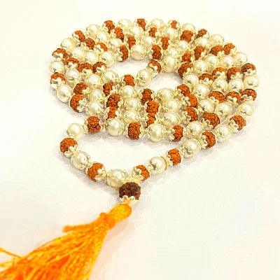Discover the Spiritual Significance of Rudraksha Pearl Mala in Silver (108+1 Beads)