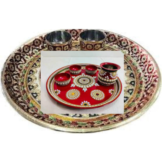 Artistic Peacock-Meenakari Thali Set