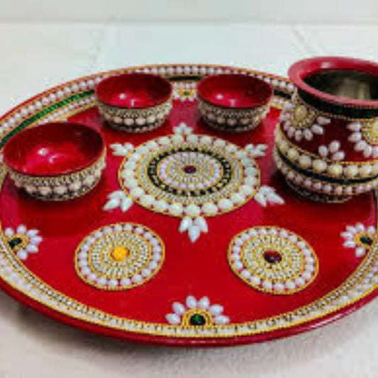Bright Red Thali Set