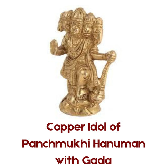 Copper Idol of Panchmukhi-Hanuman with-Gada