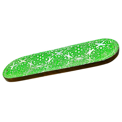 Wooden  Double Incense Sticks & Cone Green Burner