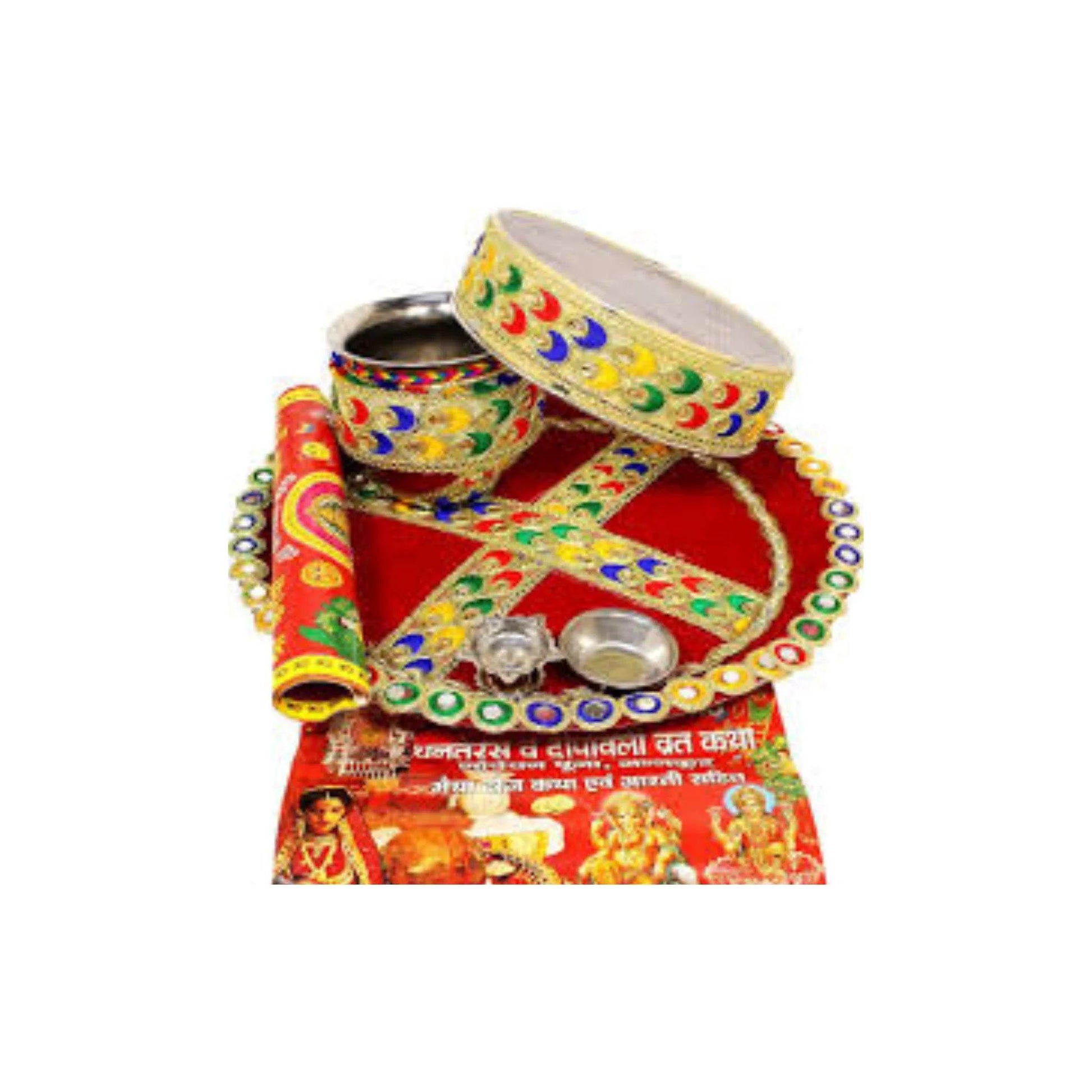 Elegant Red Embroidery-Thali Set 