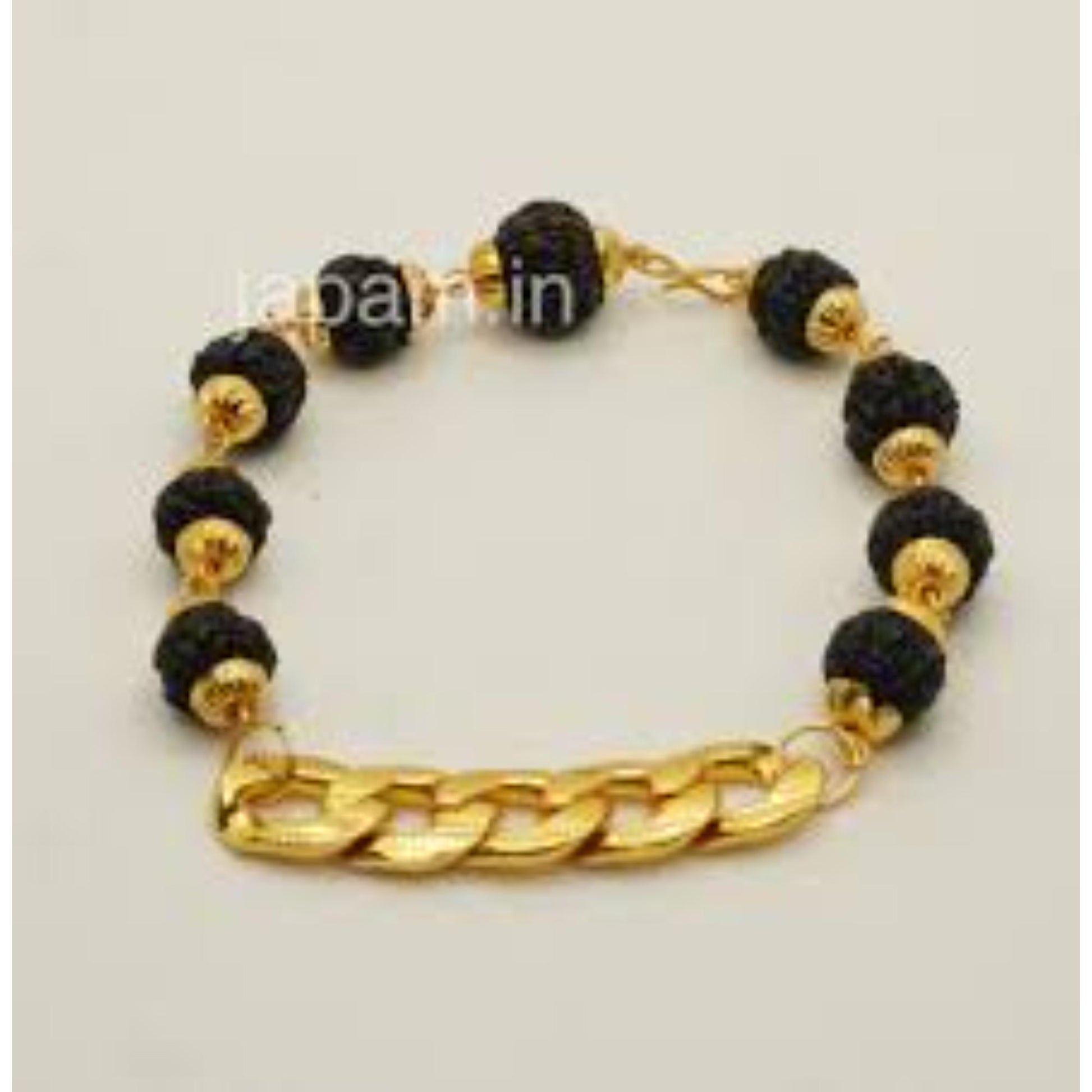 Gold Plated Black Rudraksha Bracelet For Men