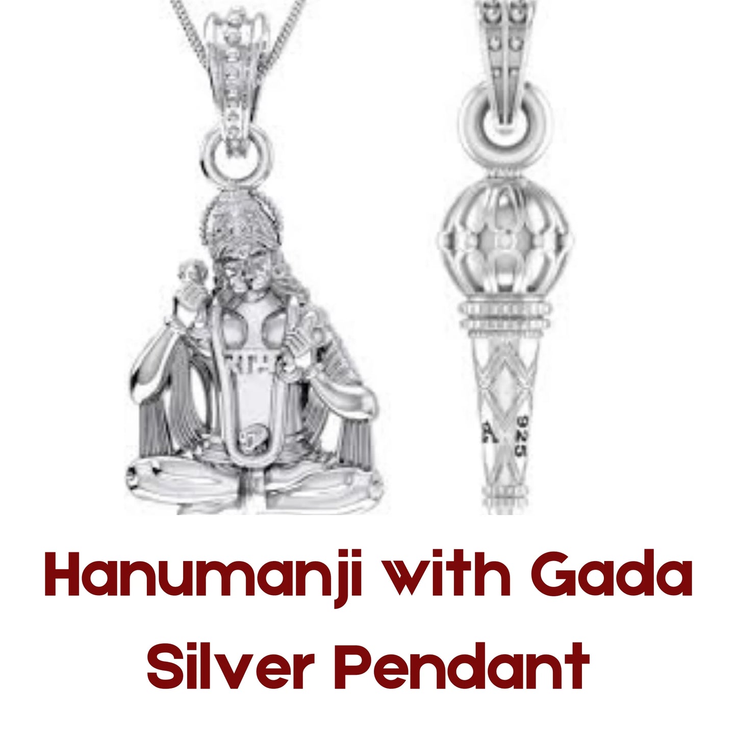 Hanumanji with Gada-Silver Pendant