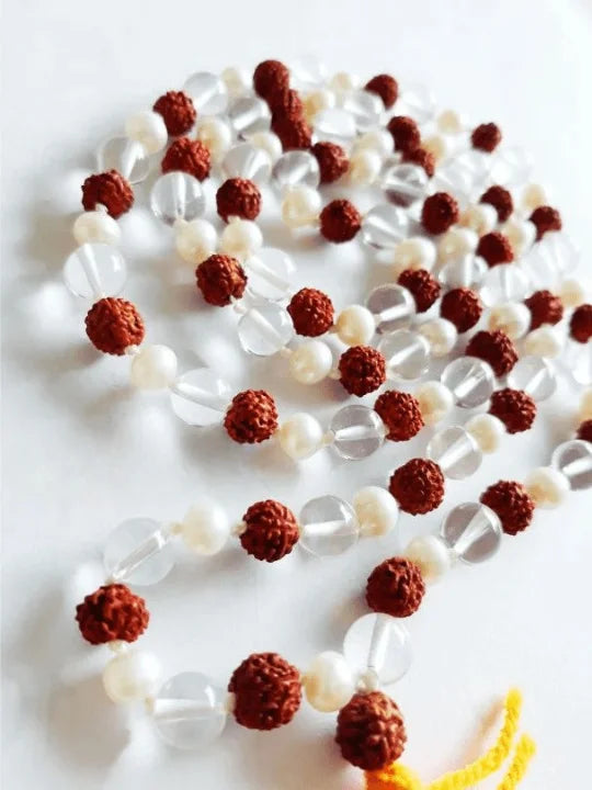 Natural Rudraksha Sphatik Pearl Mala – A Divine Combination for Spiritual Growth