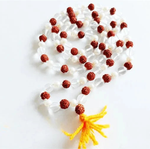 Natural Rudraksha Sphatik Pearl Mala – A Divine Combination for Spiritual Growth