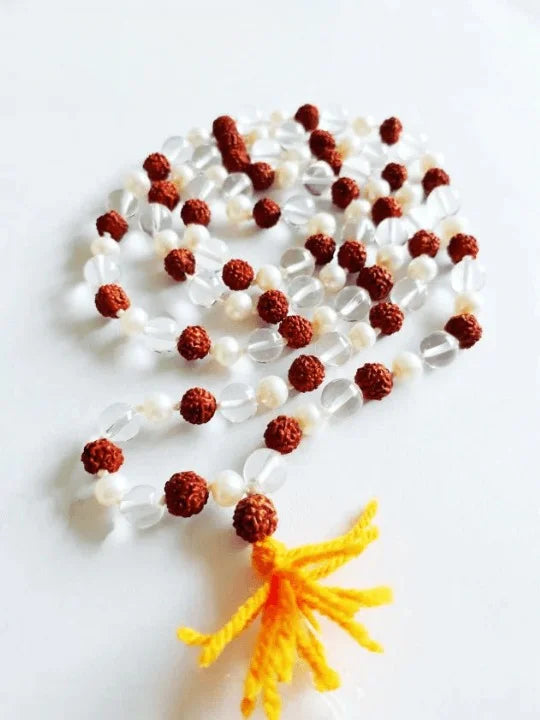 Natural Rudraksha Sphatik Pearl Mala – A Divine Combination for Spiritual Growth