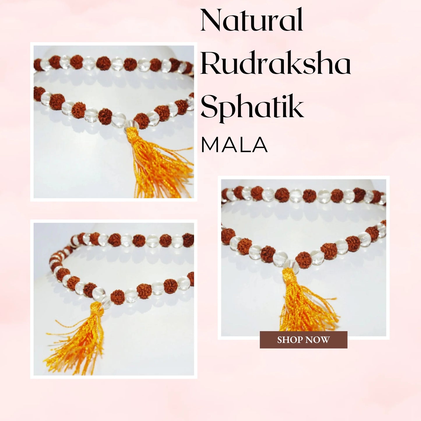 Natural Rudraksha Sphatik (Quartz) Mala: A Harmonious Blend of Spiritual and Healing Properties