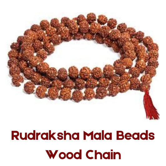 Rudraksha Mala Beads Wood Chain
