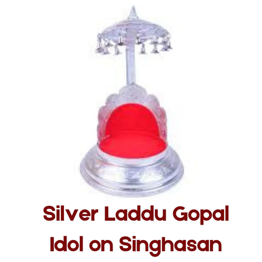 Silver Laddu Gopal Idol on Singhasan