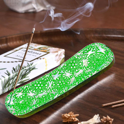 Wooden  Double Incense Sticks & Cone Green Burner