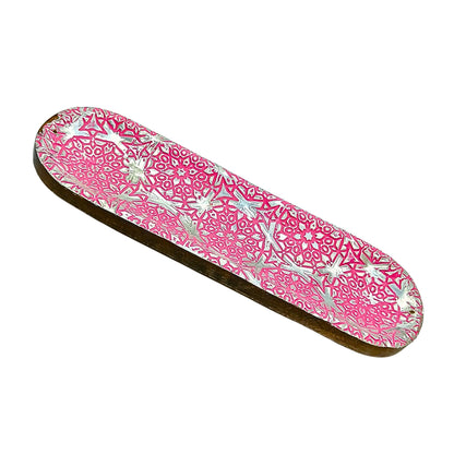 Wooden  Double Incense Sticks & Cone Pink Burner