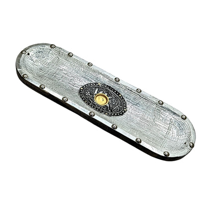 Wooden  Double Incense Sticks & Cone Silver Burner