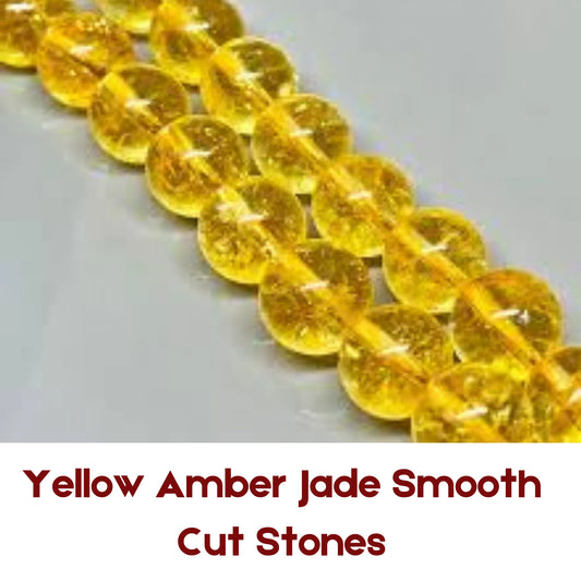 Yellow Amber Jade Smooth Cut Stones