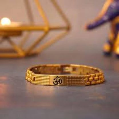 Gold Plated Sacred Grid Om Bracelet